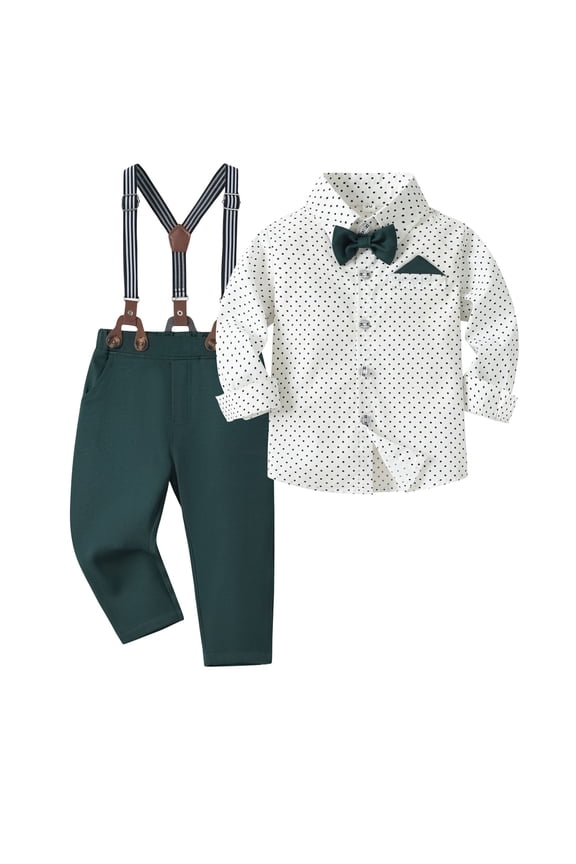 Baby Boy Suit Baby Boy Tuxedo Set Formal Dress Suit Gentleman Tux Wedding Outfit Size 3T 4T,(Dark Green 3-4 Years)