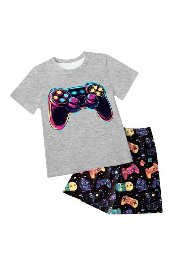 Baby Boy Summer Clothes Newborn Toddler Baby Boy Summer Clothes Boys Outfit Short Sleeve T-Shirt Tops + Shorts Set Size 7T 8T,(Grey 7-8 Years)