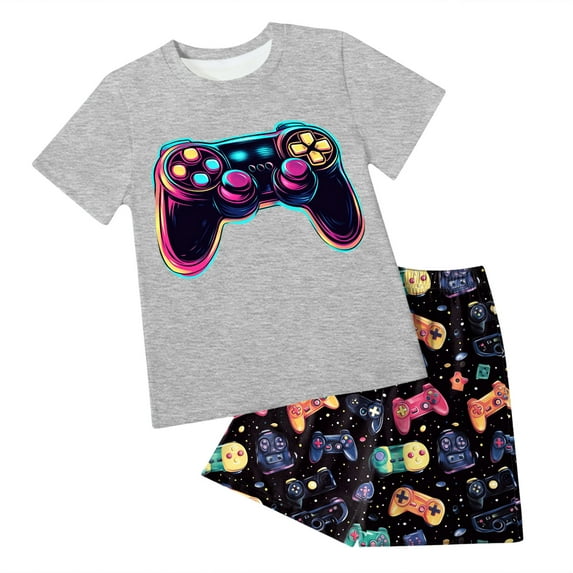Zshosam Baby Boy Summer Clothes Newborn Toddler Baby Boy Summer Clothes Boys Outfit Short Sleeve T-Shirt Tops + Shorts Set Size 7T 8T,(Grey 7-8 Years)