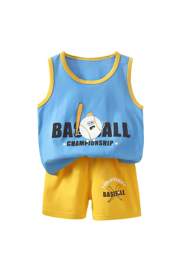 Baby Boy Summer Outfit Set Toddler Boy Clothes Summer Outfits Sleeveless Tank Tops and Shorts Set 2 Piece Clothing Set Size 4T 5T,(Blue 4-5 Years)