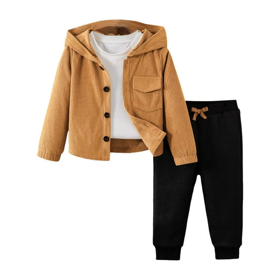 Zshosam Baby Boy Winter Clothes Boys Clothes Long Sleeve Color-blocked Hoodie Top and Pants 2PCS Winter Sweatsuits Fall Boys Outfits Size 9 12 Months,(Khaki 9-12 Months)