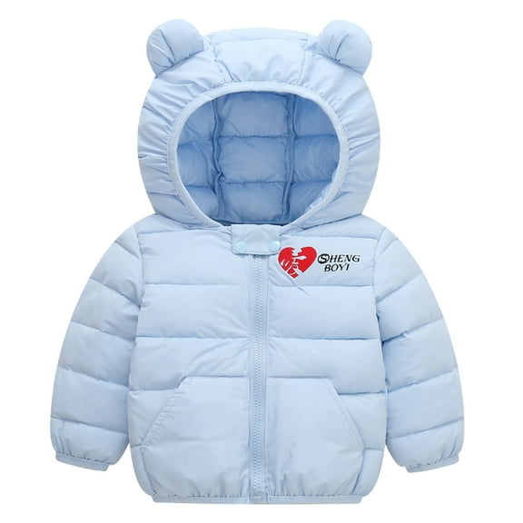 Zshosam Baby Boy Winter Coat Boys Puffer Winter Jacket Fleece Lining Heavyweight Water Resistant Coat for Big Kids Size 2T 3T,(Sky Blue 2-3 Years)
