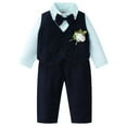 thumbnail image 1 of Zshosam Baby Boys Gentleman Bowtie Formal Outfit Suits Tuxedo Vest Wedding Party Suit(Navy,4-5 Years), 1 of 9