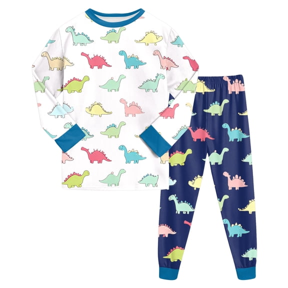 Zshosam Baby Boys' Pajama Sets Boys Prints Pajamas 2 Pieces Long Sleeve Jammies Set Toddler Pjs Sleepwear Size 5T 6T,(White 5-6 Years)
