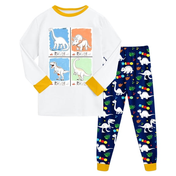 Zshosam Baby Boys' Pajama Sets Unisex Girls Boys Pajamas Long Sleeve Sleepwear Button-Down 2 Pcs Pjs Set Size 4T 5T,(Yellow 4-5 Years)