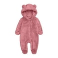 thumbnail image 1 of Zshosam Baby Boys Snow Pants Newborn Baby Outfit Suit Girls Boys Fleece Jumpsuit Romper Hooded Winter Snowsuit Clothes Size 9 12 Months,(Watermelon Red 9-12 Months), 1 of 4