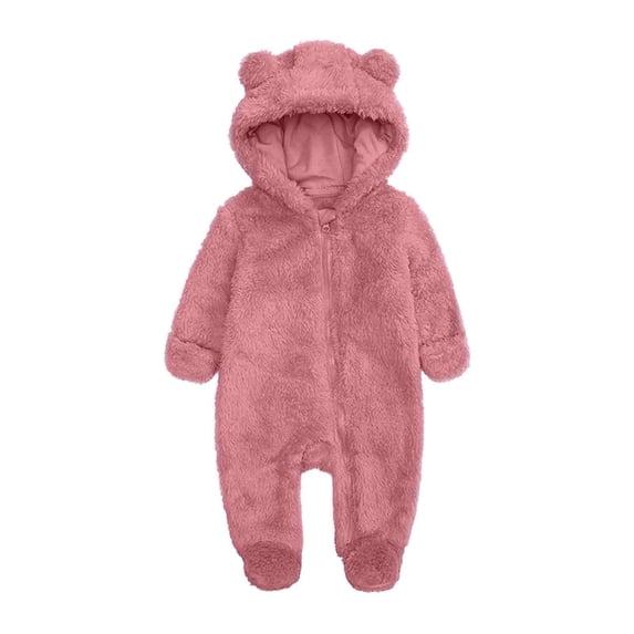 Zshosam Baby Boys Snow Pants Newborn Baby Outfit Suit Girls Boys Fleece Jumpsuit Romper Hooded Winter Snowsuit Clothes Size 9 12 Months,(Watermelon Red 9-12 Months)