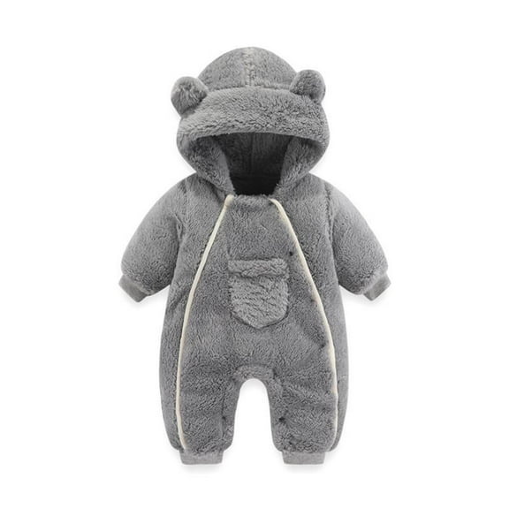 Zshosam Baby Boys Snow Pants Newborn Fleece Jumpsuit Hooded Warm Thicken Winter Outwear Snowsuit for Baby Girls and Boys Size 3 6 Months,(Grey 3-6 Months)