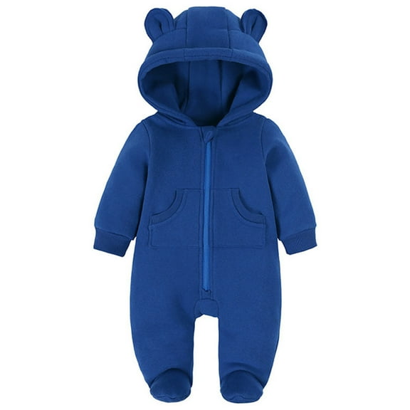 Zshosam Baby Boys Snowsuit Baby Boys' Snowsuit Quilted Fleece Lined Bodysuit Outerwear Coveralls Size 12 18 Months,(Blue 12-18 Months)