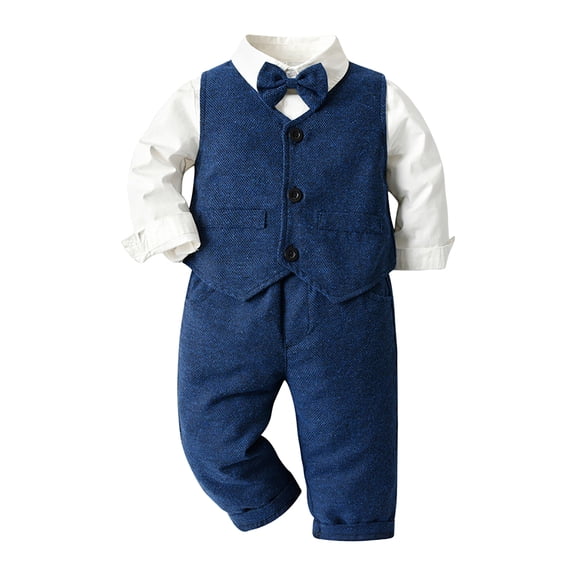 Zshosam Baby Boys' Suits Boys Suit Formal Set Baby Clothes Boy Gentleman Wedding Bearer Outfits Size 3T 4T,(Blue 3-4 Years)