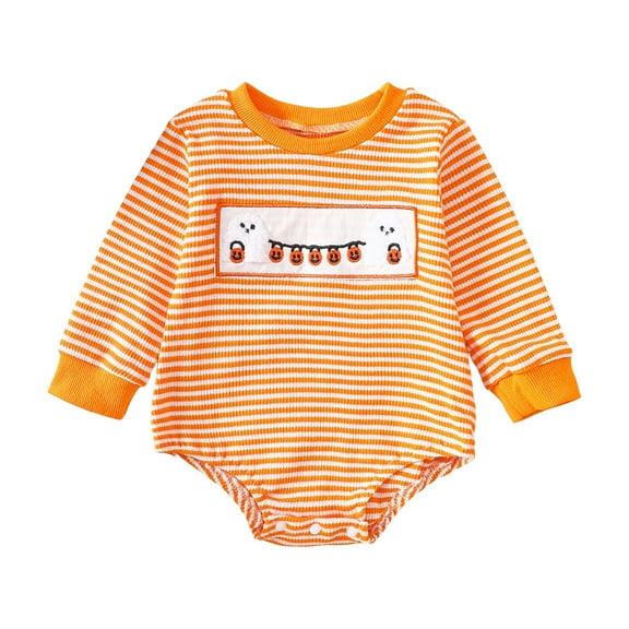 Zshosam Baby Fall Christmas Bodysuit Newborn Baby Girl Sweatshirt Romper Long Sleeve Christmas Bodysuit Jumpsuit Infant Fall Winter Clothes Size 3 6 Months,(Orange 3-6 Months)