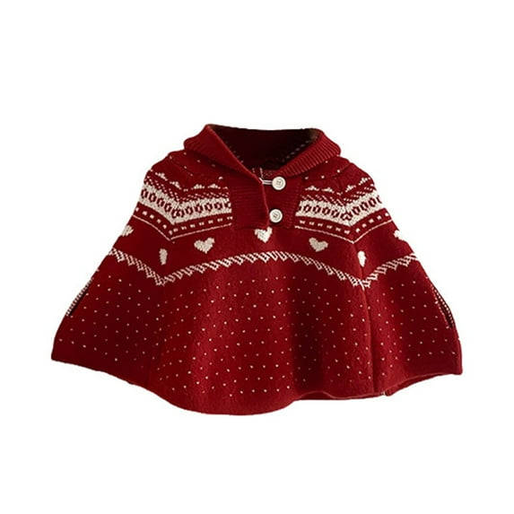 Zshosam Baby Fleece Hooded Poncho, Toddler Cute Cartoon Hood Cape Cloak Winter Snowsuit Outwear(Red,12-24 Months)