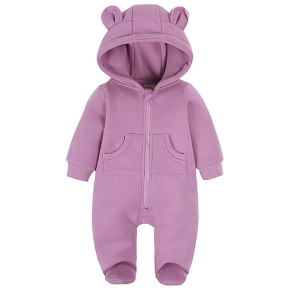 Zshosam Baby Fleece Jumpsuit Boys Baby Snowsuit Wind Resistant Insulated Pram Bunting Infant Snowsuit Newborn Winter Size 0 3 Months,(Purple 0-3 Months)
