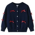 thumbnail image 1 of Zshosam Baby Girl Cardigan Girls Cardigan School Uniforms Tops Toddler Knit Long Sleeve Button Sweater Lightweight Crewneck Fall Outwear Size 5T 6T,(Navy 5-6 Years), 1 of 4