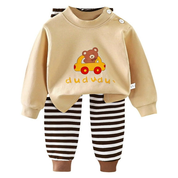Zshosam Baby Girl Clothes Fall Winter Girls Clothes Sweatshirt Elastic Waist Sweatpants 2PCs Girls' Clothing Sets Size 12 18 Months,(Brown 12-18 Months)