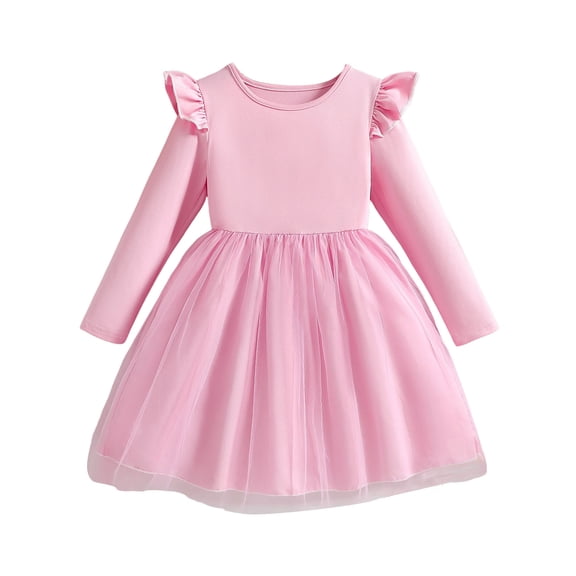 Zshosam Baby Girl Dress Long Sleeve Toddle Girls'Long Sleeve Dressy Dresses Fall Size 9T 10T,(Pink 9-10 Years)