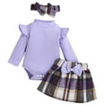 thumbnail image 1 of Zshosam Baby Girl Fall Outfit Baby Girl Outfit Newborn Pie Romper Skirt Fall Clothes with Headband Size 12 18 Months,(Purple 12-18 Months), 1 of 9