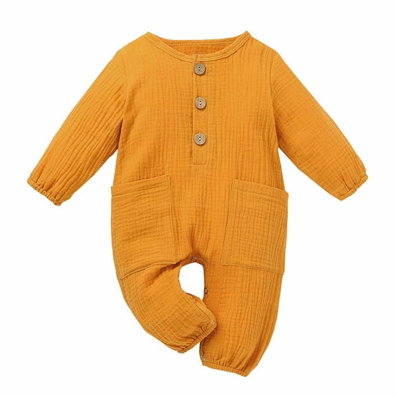 Zshosam Baby Girl Rompers Long Sleeve Newborn Baby Boys Girls Rompers Crew Neck Long Sleeve Toddler Romper Cute Print Romper Jumpsuits Unisex Infant Clothes Size 3 6 Months,(Yellow 3-6 Months)