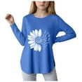 thumbnail image 1 of Zshosam Baby Girl Tops Girls Cute Shirts Lace Embroidered Long Sleeve Tops Fall Fashion Knit Crewneck Blouses Size 13T 14T,(Blue 13-14 Years), 1 of 4