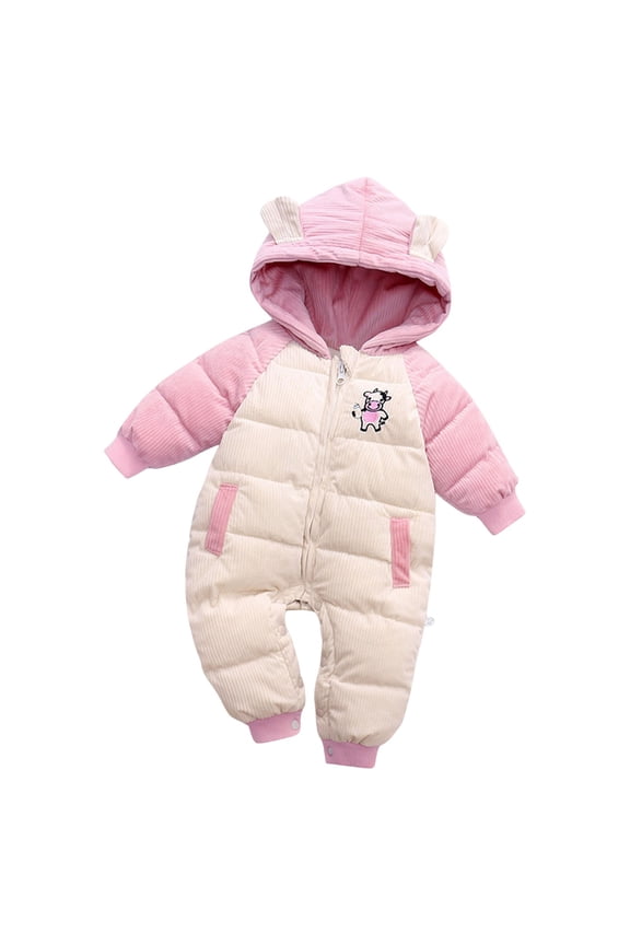 Baby Girl Winter Snowsuit Unisex Baby and Newborn Fleece Hoodie Zip Front Snowsuit Bunting Size 18 24 Months,(Pink 18-24 Months)