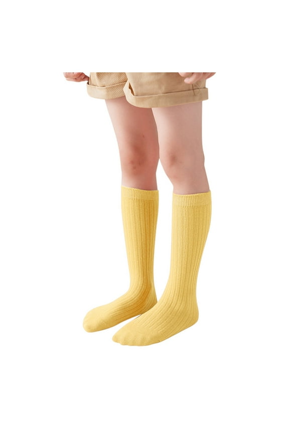 Baby Girls Knee High Socks Baby Girls Bow Stockings Uniform Stockings Dress Socks(Yellow,1-12 Years)