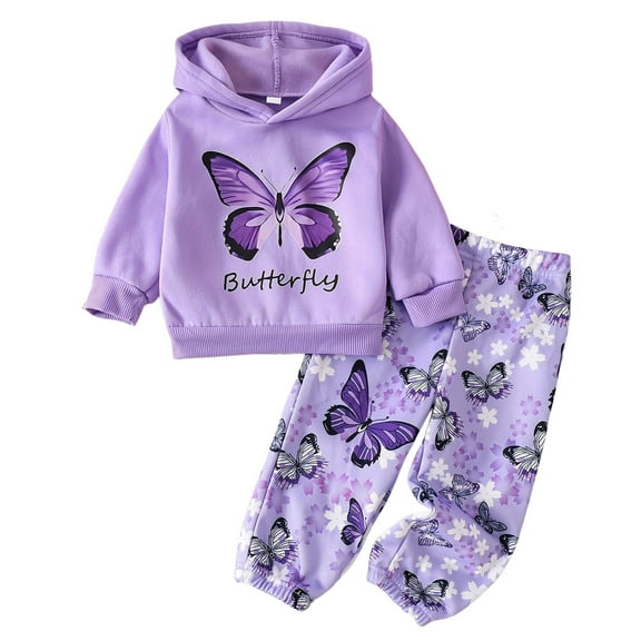 Zshosam Baby Girls Outfits Sets Girls 2 Pieces Outfit Sets Graphic Fleece Splice Hoodies with Leggings Set Size 3T,(Purple 3 Years)