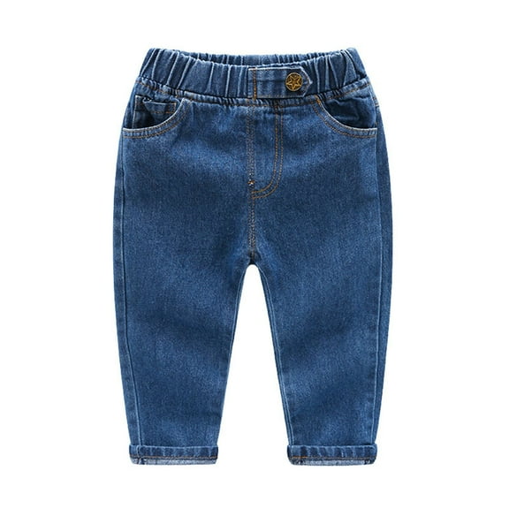 Zshosam Baby Jeans Toddler Elastic Waist Fashion Jeans Little Boys' Stretch Jogger Denim Pants Size 4T 5T,(Dark Blue 4-5 Years)