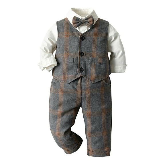 Zshosam Baby Outfit Boy Baby Toddler Boy Set Formal Tuxedo Suits No Tail Wedding Outfits Size 18 24 Months,(Khaki 18-24 Months)