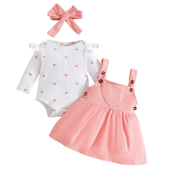 Zshosam Baby Outfit Girl Fall Infant Baby Girl Fall Outfit Ruffle Sleeve Plaid Suspender Skirt Sets Layered Dress Size 3 6 Months,(Pink 3-6 Months)