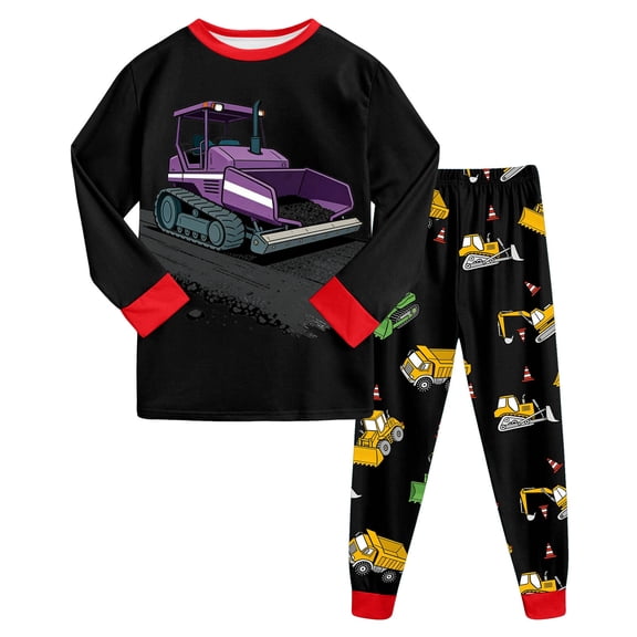 Zshosam Baby Pajamas Boys' Pajamas 2-Piece Pjs Sleepwear Kids Warm Cartoon Suits Label Button Down Top Fall Winter Outfits Size 4T 5T,(Red 4-5 Years)