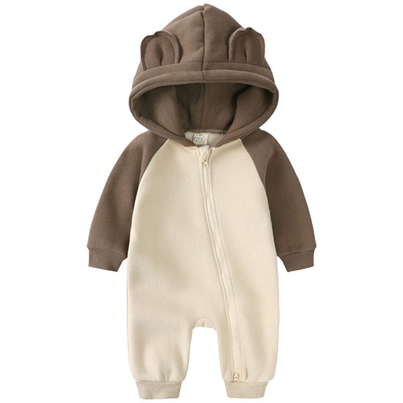 Zshosam Baby Rompers Girl Winter Newborn Infant Baby Girl Boy Romper Long Sleeve Button Up Jumpsuit Rompers Size 3 6 Months,(Brown 3-6 Months)