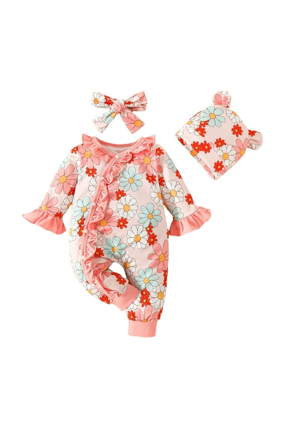 Baby Rompers Unisex Newborn Baby Boy Knit Romper Long Sleeve Ruffle Romper Fall Winter Clothes Coming Home Romper Size 9 12 Months,(Pink 9-12 Months)