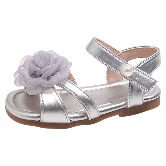 Zshosam Baby Sandals Toddler Boys Girls Double Buckle Sandals Children's Adjustable Back Strap Water Sandal Size 8.5,(Silver Toddler 8.5)