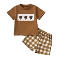 thumbnail image 1 of Zshosam Baby Summer Clothes Boys 2 Piece Outfits Shorts Sets Button Down Shirt and Shorts Summer Beach Clothes Size 2T 3T,(Brown 2-3 Years), 1 of 8