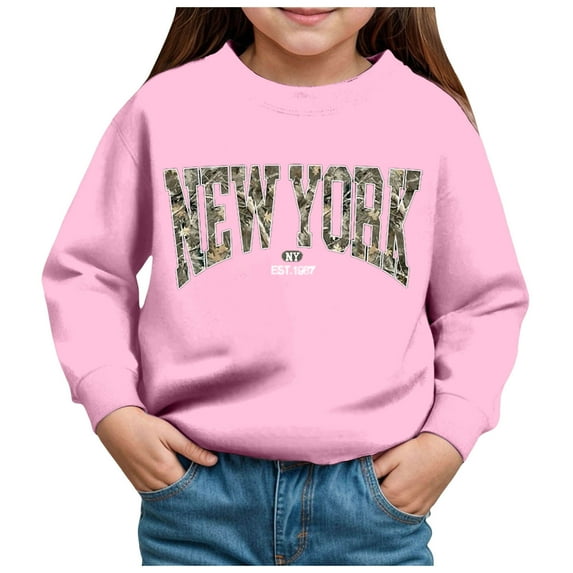 Zshosam Baby Sweatshirt Girl's Graphic Print Sweatshirt Crewneck Long Sleeve Cute Pullover Tops,Pink 3 Years
