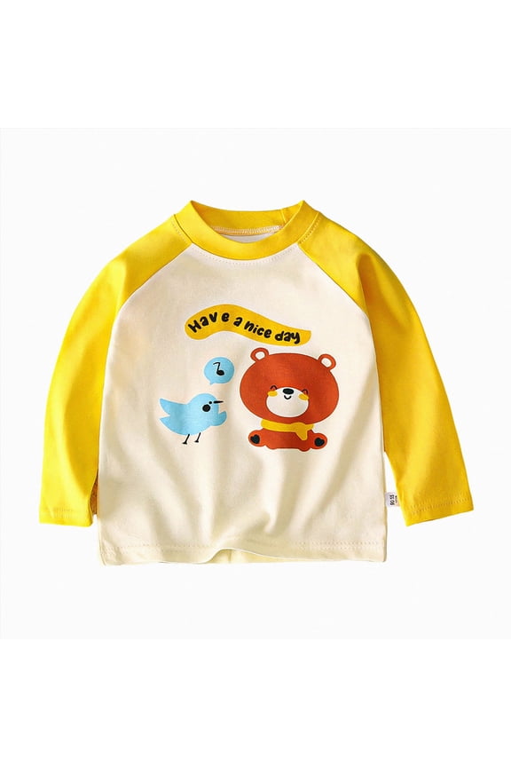 Baby Tshirt Boy Boys Clothes Long Sleeve T Shirts Comfy Crewneck Basic Tops Tees Spring Clothes Size 3T 4T,(Light Yellow 3-4 Years)