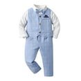 thumbnail image 1 of Zshosam Baby Tuxedo Toddler Boy Suit Formal Wedding Outfits Gentleman Clothes Long Sleeve Shirt + Suspender Pants + Bowtie Size 2T 3T,(Light Blue 2-3 Years), 1 of 4