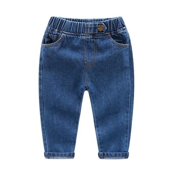 Zshosam Baggy Jeans Youth Boys Little Boys Jeans,Elastic Straight Fit Denim Pants Size 5T 6T,(Dark Blue 5-6 Years)
