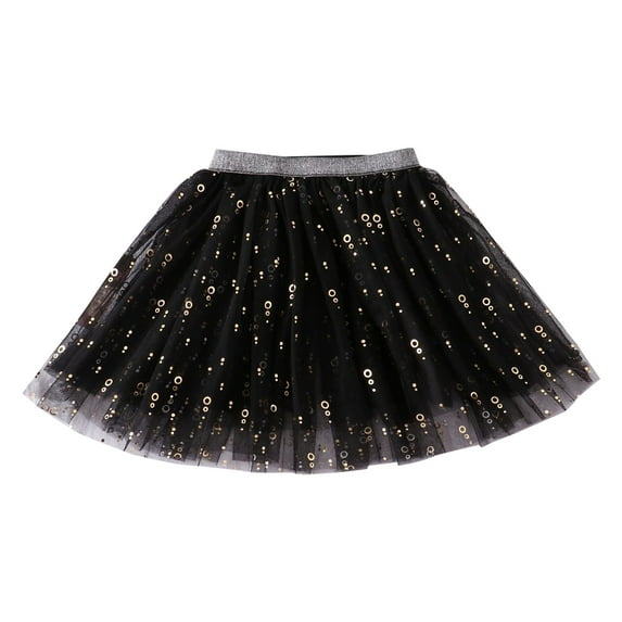 Zshosam Ballet Skirt Girls Layered Tutu Skirt Ruffle Tiered Tulle Party Dance Skirt (Black,3-4 Years)