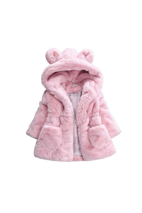Black Jacket Boys Girls Winter Full Zip Fleece Long Sleeve Solid Hoodie Fuzzy Jacket Outwear Coat with Pocket Size 12 18 Months,(Pink 12-18 Months)