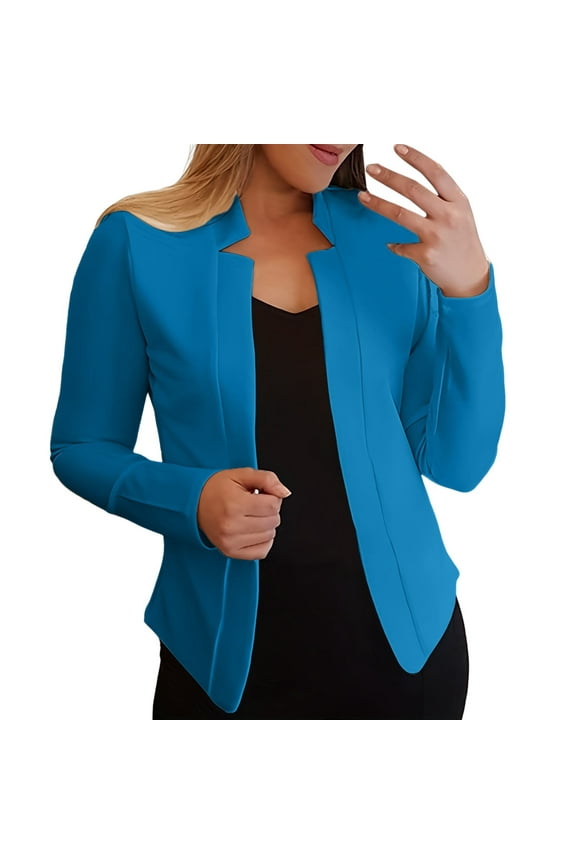 Blazers for Women Business Casual Fashion Fall Long Sleeve Petite Blazer Dressy Work Suit Jackets Office Attire(Sky Blue,XXL)