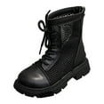 thumbnail image 1 of Zshosam Boots Girls Girls Lace Up Boots Mid Calf Riding Boots Leather Side Zipper Lug Sole Boot Size 11,(Black Little Kids 11), 1 of 6