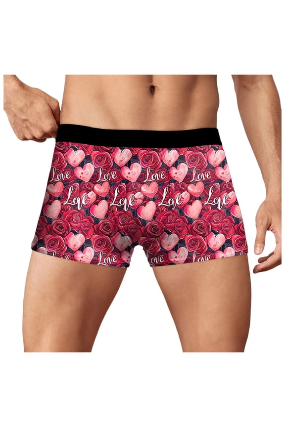 Boxers Underwear for Men Boyfriend Father Husband Personalized Funny Boxers for Men Birthday Valentine's Day Gifts for Him(Pink,L)
