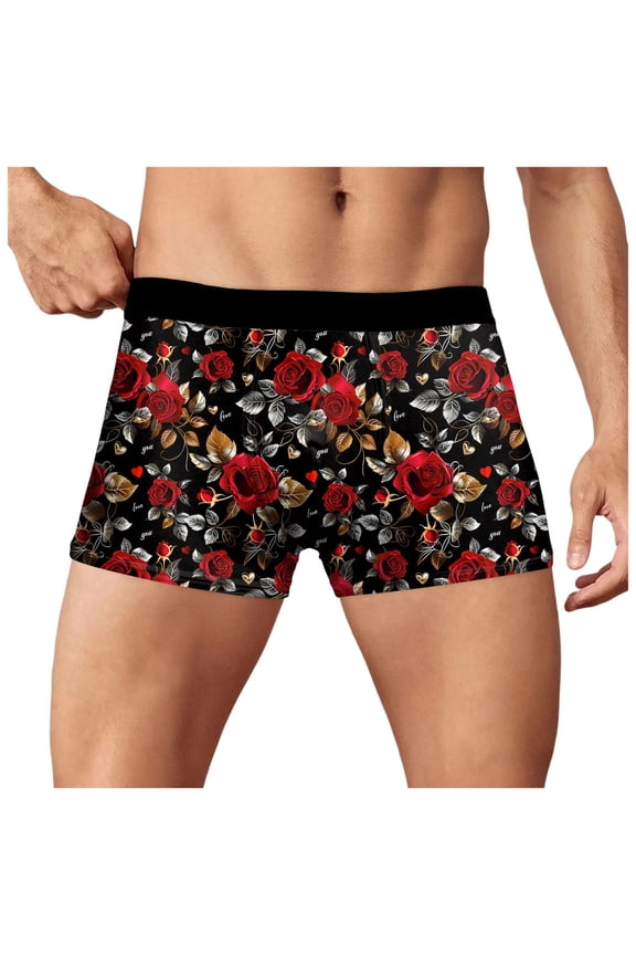 Boxers Underwear for Men Boyfriend Father Husband Personalized Funny Boxers for Men Birthday Valentine's Day Gifts for Him(Red,XL)
