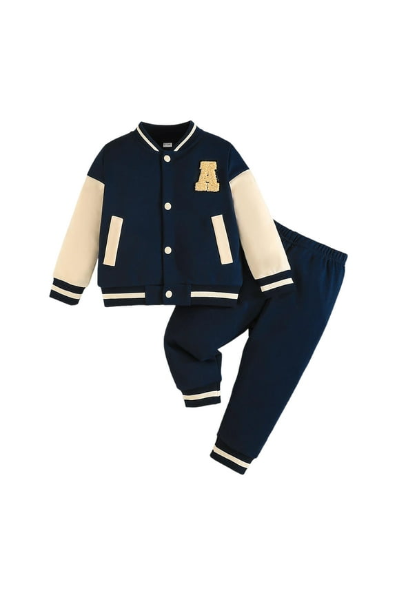 Boy Clothes Newborn Winter Toddler Baby Outfit Long Sleeve Sweatshirt with Plaid Pants 2 Pcs Set Size 3T 4T,(Dark Blue 3-4 Years)