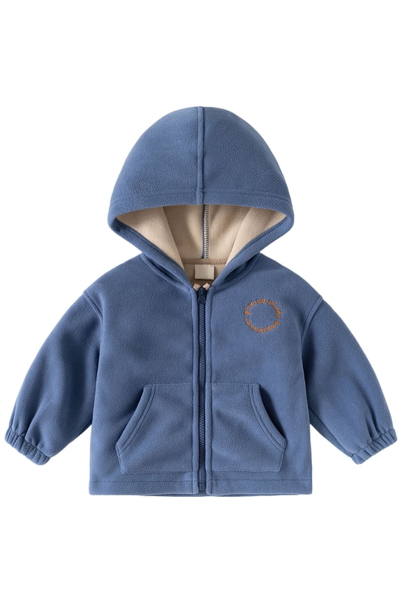 Boy Jacket Girls Fleece Jacket Zip up Sweatshirt Warm Outwear Fall Winter Coat with Pocket Kid Clothes Size 5T 6T,(Blue 5-6 Years)