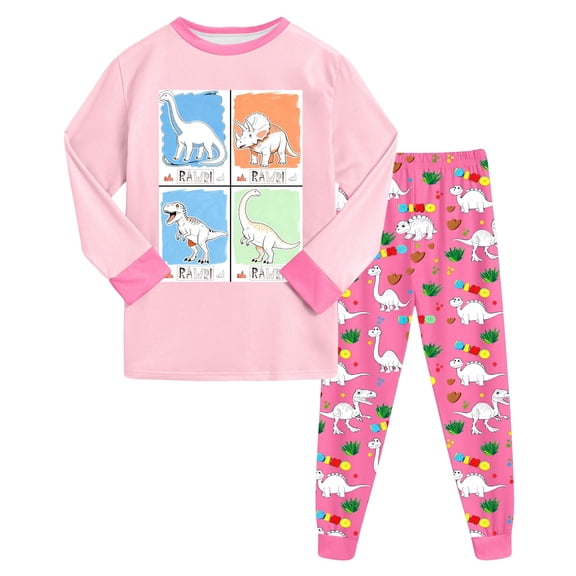 Zshosam Boy Pajamas Set Toddler Kids Toddler Girls Boys Soft Comfy Raglan Sleepwear Pajamas Pjs 2pcs Set Size 3T 4T,(Light Pink 3-4 Years)