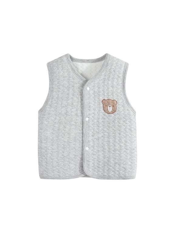 Boy Vest Baby Warm Jacket Cotton Vest, Unisex Infant Toddler Padded Waistcoat Size 3 6 Months,(Grey 3-6 Months)