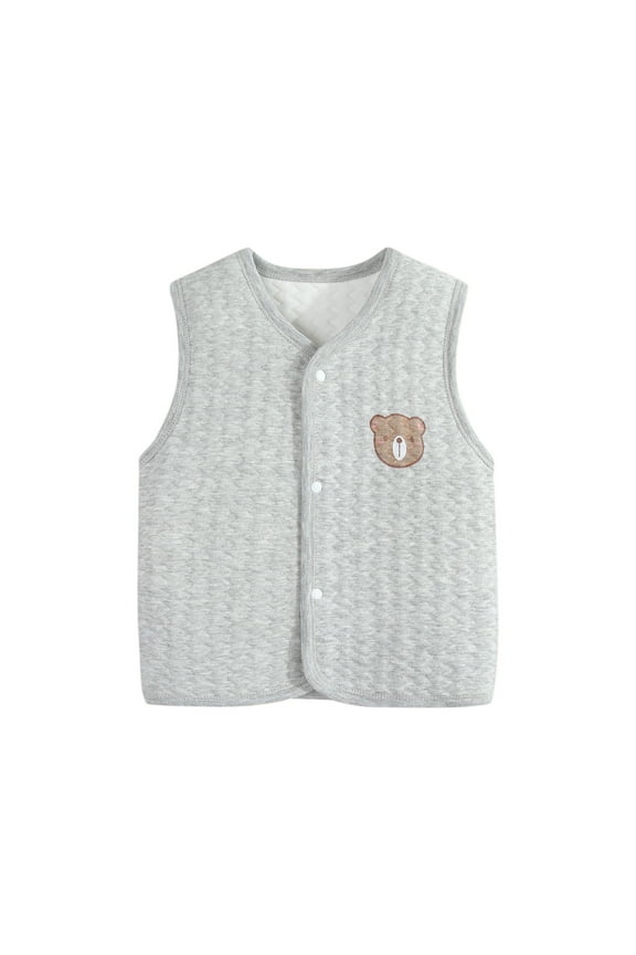 Boy Vest Baby Warm Jacket Cotton Vest, Unisex Infant Toddler Padded Waistcoat Size 3 6 Months,(Grey 3-6 Months)