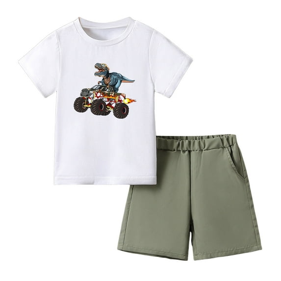 Zshosam Boys Beach Outfit Boys Outfit 2Pcs Set Summer Beach Button-Down Shirt Top + Shorts for Kids Size 2T 3T,(N 2-3 Years)